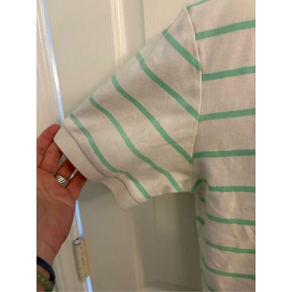 Polo by Ralph Lauren White with Green Stripes Polo Shirt. Size Medium - Picture 5 of 6